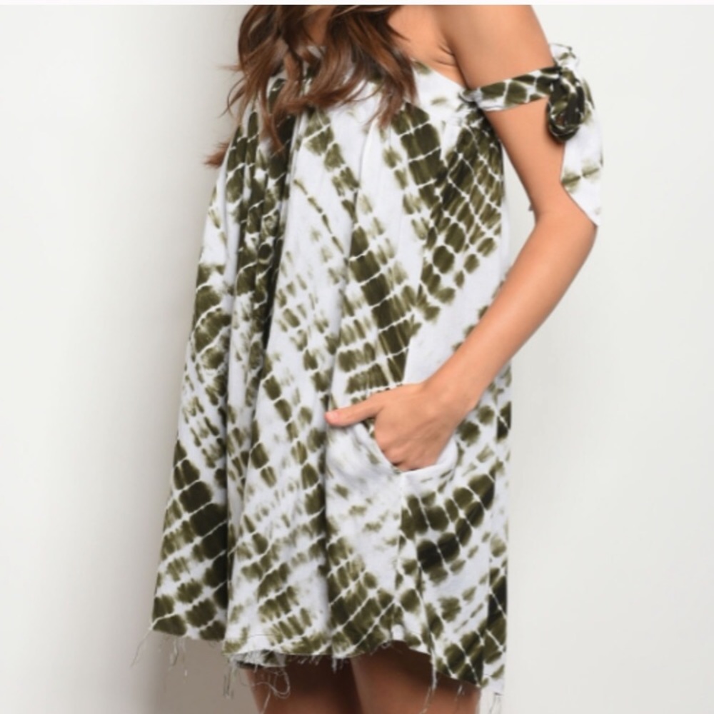 NWOT olive tie dye sun dress